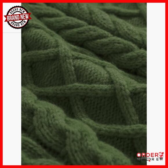 Oversized Cable Knit Chunky Sweater Lantern Sleeve Pullover - Picture 5 of 5